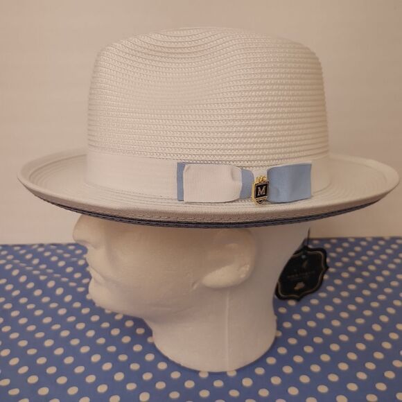 MONTIQUE MEN'S WHITE CAROLINA BOTTOM BRAIDED STINGY BRIM PINCH FEDORA HAT H85. - Picture 3 of 8